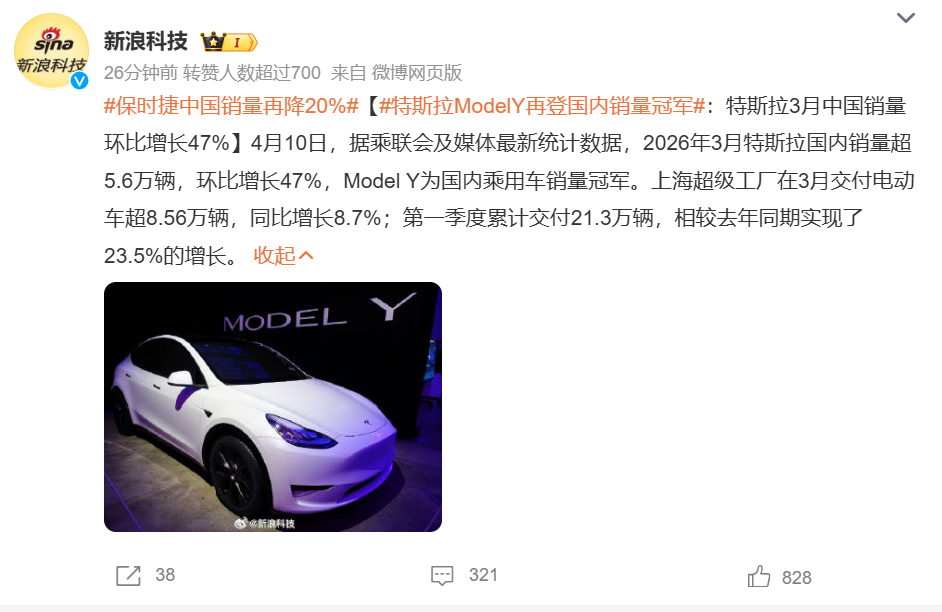 开云体育下载-3月销冠还是Model Y:网上没赢过,现实没输过